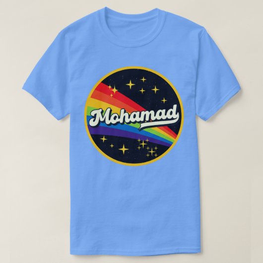 モハマッドレインボーイン宇宙ヴィンテージスタイル Tシャツ (デザイン正面)