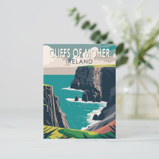 モハーアイルランドトラベルアートヴィンテージの崖 ポストカード (スタンド正面)