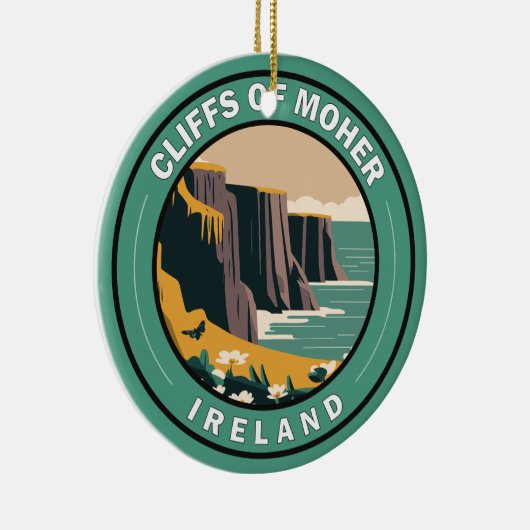 モハーアイルランドフローラ旅行芸術ヴィンテージの崖 セラミックオーナメント (右)