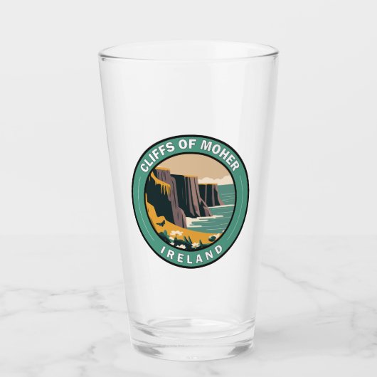 モハーアイルランドフローラ旅行芸術ヴィンテージの崖 タンブラーグラス (正面)