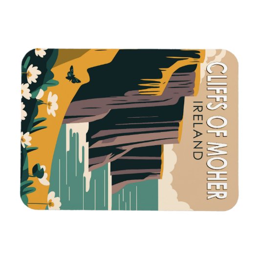 モハーアイルランドフローラ旅行芸術ヴィンテージの崖 マグネット (横)