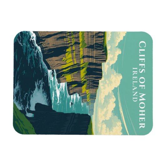 モハー・アイルランドの象徴的な崖のランドマークのお土産 マグネット (横)