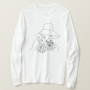 モバイルウォッチングを使用した女性アートのtシャツデザイン tシャツ