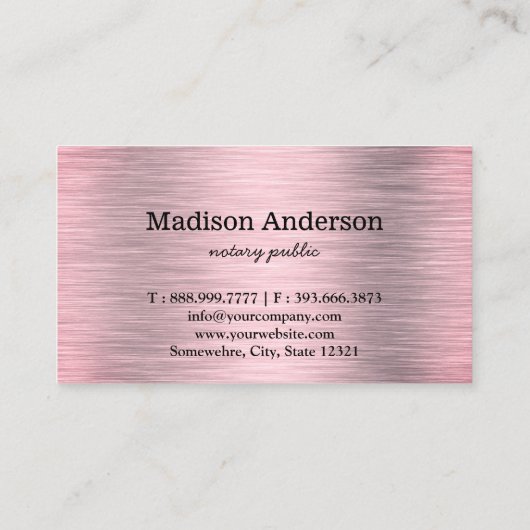 モバイルエレガント公証人クイル金ゴールドブラシ付きメタル 名刺 (裏面)