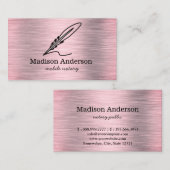 モバイルエレガント公証人クイル金ゴールドブラシ付きメタル 名刺 (正面/裏面)