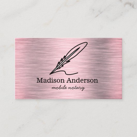 モバイルエレガント公証人クイル金ゴールドブラシ付きメタル 名刺 (正面)