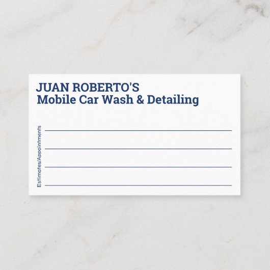 モバイルカーの洗浄と詳細 – 圧力洗浄Tem 名刺 (裏面)