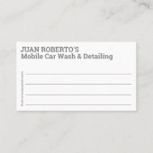 モバイルカーの洗浄と詳細 – 圧力洗浄Tem 名刺 (裏面)