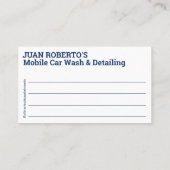 モバイルカーの洗浄と詳細 – 圧力洗浄Tem 名刺 (裏面)