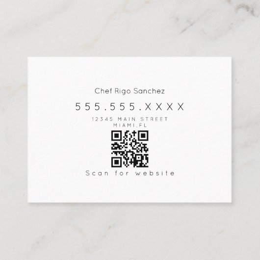 モバイルシェフフフードトラックのオーナーバーガービジネスカード 名刺 (裏面)