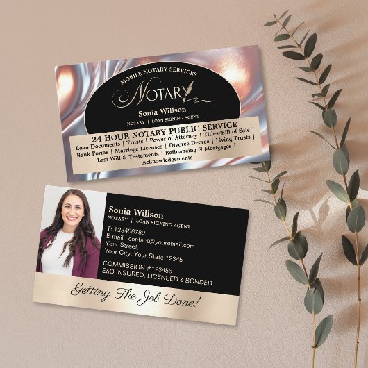 モバイルスタイリッシュ公証人およびローンの署名エージェントの写真 名刺