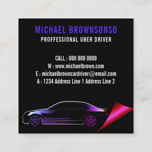 モバイルドライバー車 スクエア名刺 (裏面)