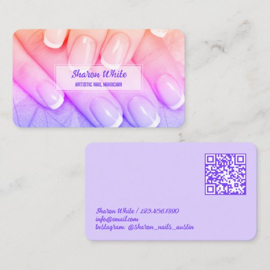 💅🏻 モバイルネイル技術QR 名刺 (正面/裏面)