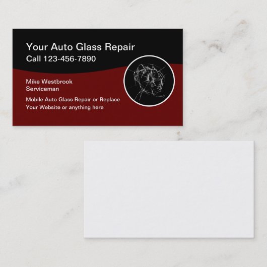 モバイルフ車のロントガラス修理サービス 名刺 (正面/裏面)