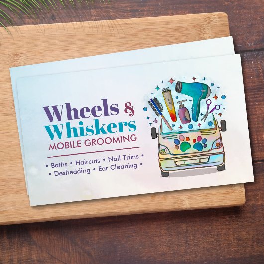モバイルペットグルーミングサービス – 水彩画 名刺