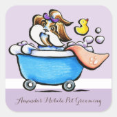 モバイルペットグルーミングシーズー(犬)Tzuパープルマーケティング スクエアシール (正面)