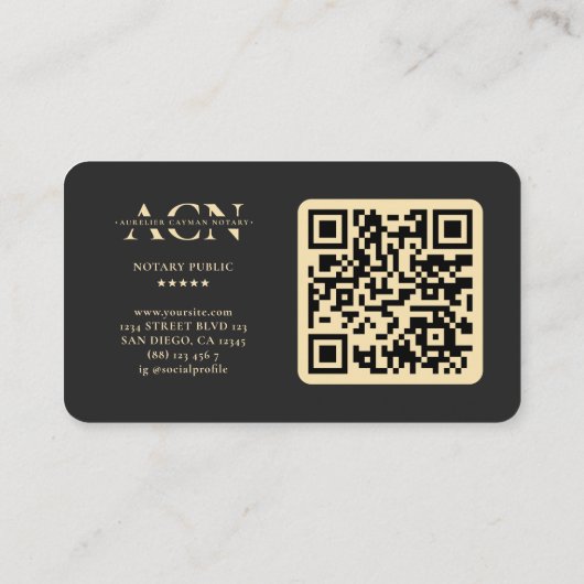 モバイルモダン公証人ブラック金ゴールドクイルモノグラム 名刺 (裏面)