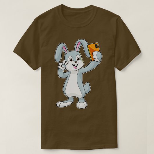 モバイル付きウサギ Tシャツ (デザイン正面)