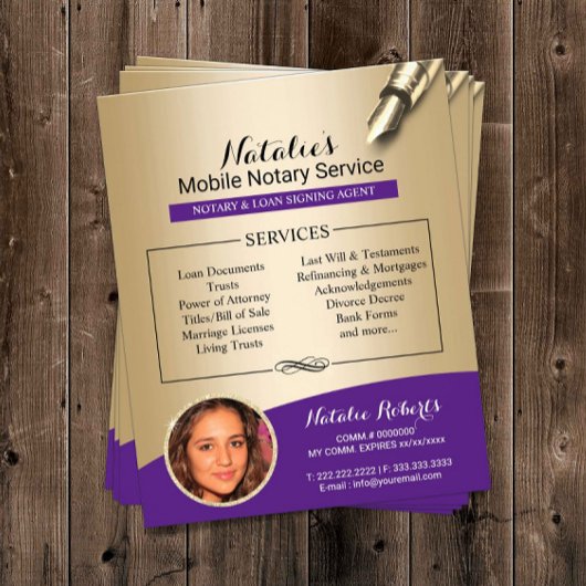 モバイル公証サービス 紫と金 フォト チラシ