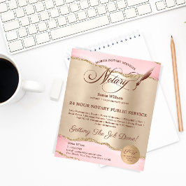 モバイル公証人およびローンの署名エージェントのピンクアゲートフライ チラシ