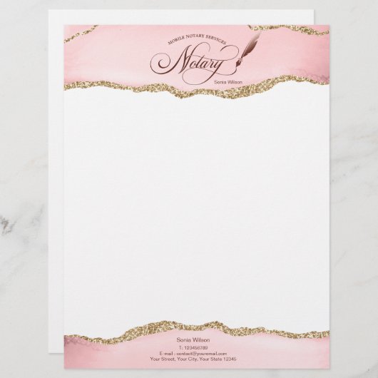 モバイル公証人およびローンの署名エージェントのピンクアゲートフライ レターヘッド (正面/裏面)