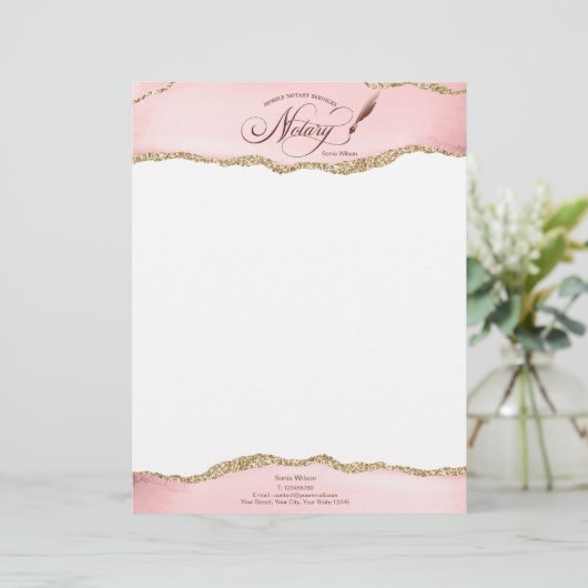 モバイル公証人およびローンの署名エージェントのピンクアゲートフライ レターヘッド (スタンド正面)