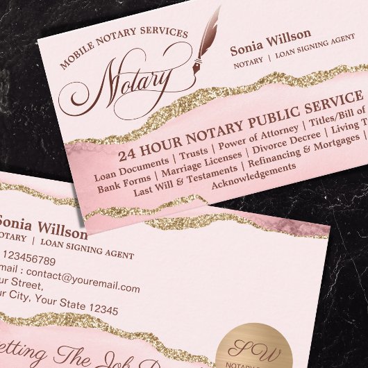 モバイル公証人およびローンの署名エージェントのピンクアゲートフライ 名刺