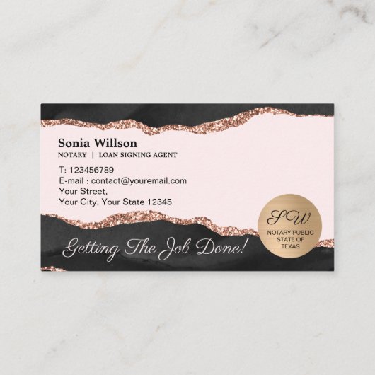 モバイル公証人およびローンの署名エージェントのブラックアゲート 名刺 (裏面)