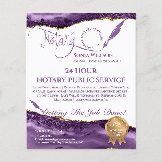 モバイル公証人およびローンの署名エージェントティール（緑がかった色）アゲートフライ チラシ (正面)