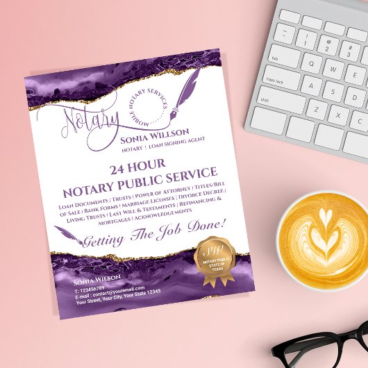 モバイル公証人およびローンの署名エージェントティール（緑がかった色）アゲートフライ チラシ