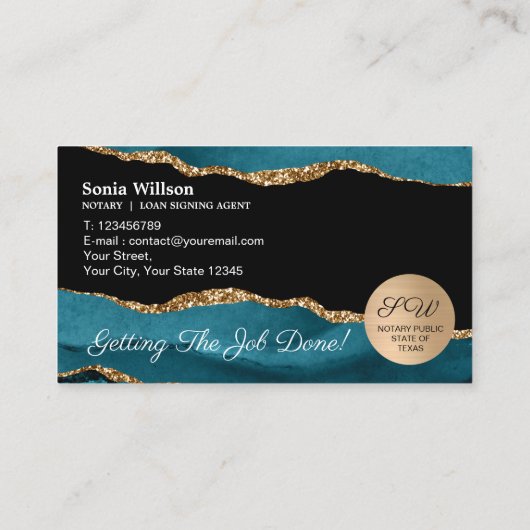 モバイル公証人およびローンの署名エージェントティール（緑がかった色） 名刺 (裏面)