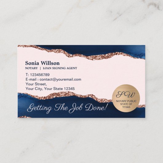 モバイル公証人およびローンの署名エージェントNavy Flyer 名刺 (裏面)