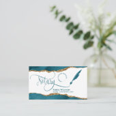 モバイル公証人およびローン署名エージェントティール(緑がかった色)QRコード 名刺 (スタンド正面)