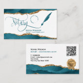 モバイル公証人およびローン署名エージェントティール(緑がかった色)QRコード 名刺 (正面/裏面)