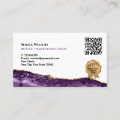 モバイル公証人およびローン署名エージェント紫QRコード 名刺 (裏面)