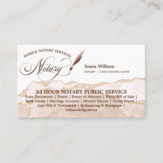 モバイル公証人およびローン署名エージェント赤面ピンク 名刺 (正面)