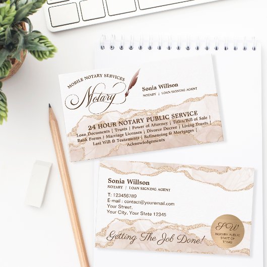 モバイル公証人およびローン署名エージェント赤面ピンク 名刺