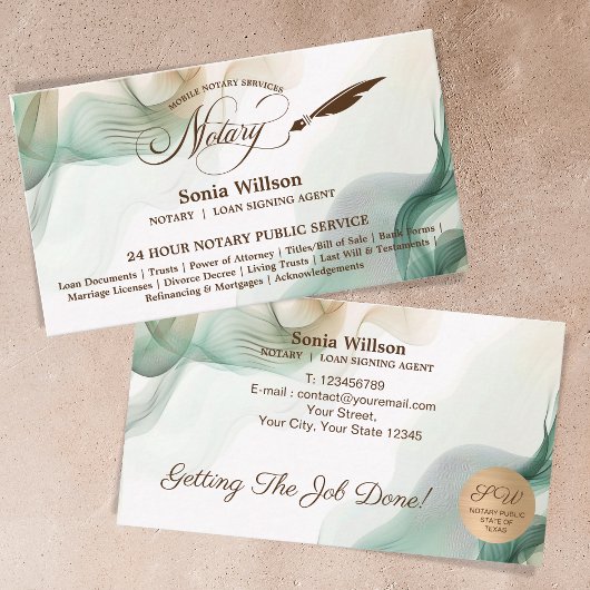 モバイル公証人およびローン署名エージェントSage Green 名刺