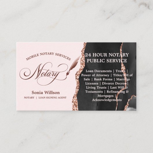 モバイル公証人およびローン署名業者のバラ金ゴールド 名刺 (正面)