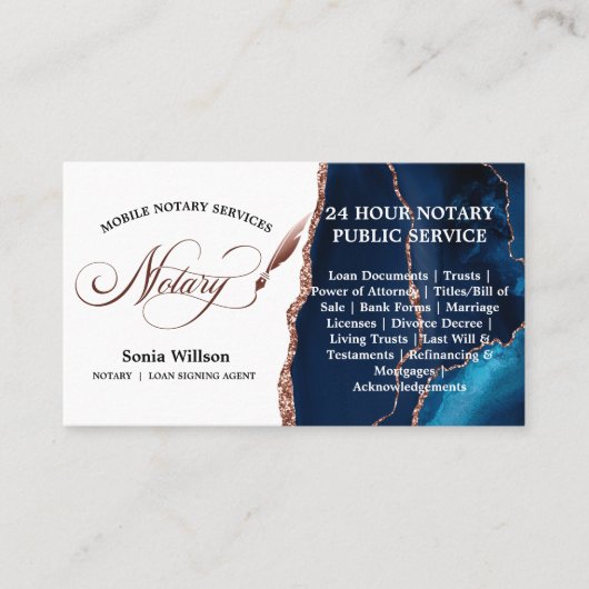 モバイル公証人およびローン署名業者のバラ金ゴールド 名刺 (正面)