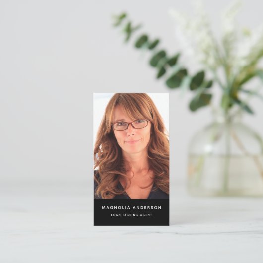 モバイル公証人の写真ロゴをソーシャルメディアに追加 名刺 (スタンド正面)