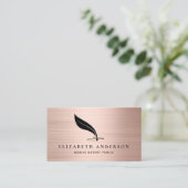 モバイル公証人エージェントQuillバラ金ゴールドブラシ付きメタル 名刺 (スタンド正面)