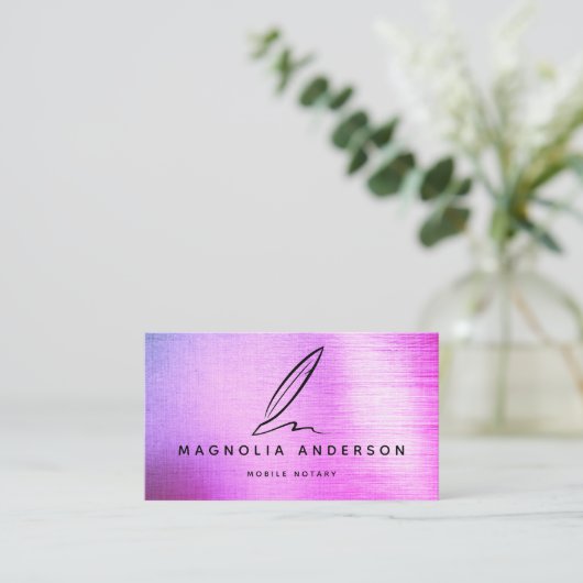 モバイル公証人クイルグラデーションブラシ仕上げ金属 名刺 (スタンド正面)