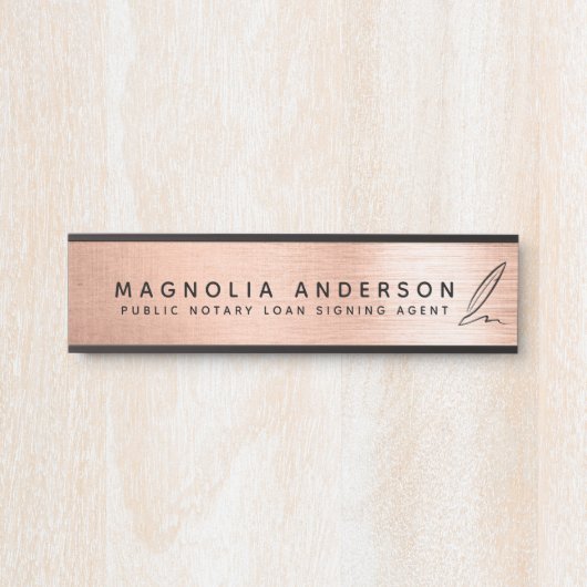 モバイル公証人クイルバラ金ゴールドブラシ付きメタル サインプレート (正面)