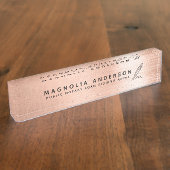 モバイル公証人クイルバラ金ゴールドブラシ付きメタル デスクネームプレート (側面)