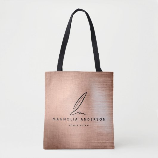 モバイル公証人クイルバラ金ゴールドブラシ付きメタル トートバッグ (正面)