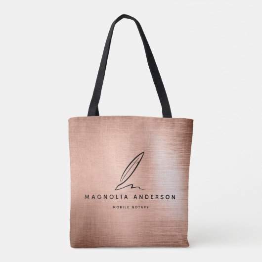 モバイル公証人クイルバラ金ゴールドブラシ付きメタル トートバッグ (裏面)
