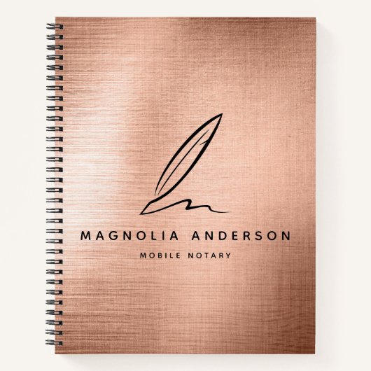 モバイル公証人クイルバラ金ゴールドブラシ付きメタル ノートブック (正面)