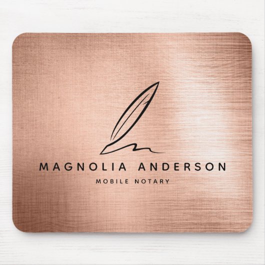 モバイル公証人クイルバラ金ゴールドブラシ付きメタル マウスパッド (正面)