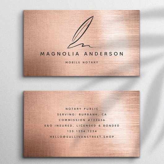 モバイル公証人クイルバラ金ゴールドブラシ付きメタル 名刺